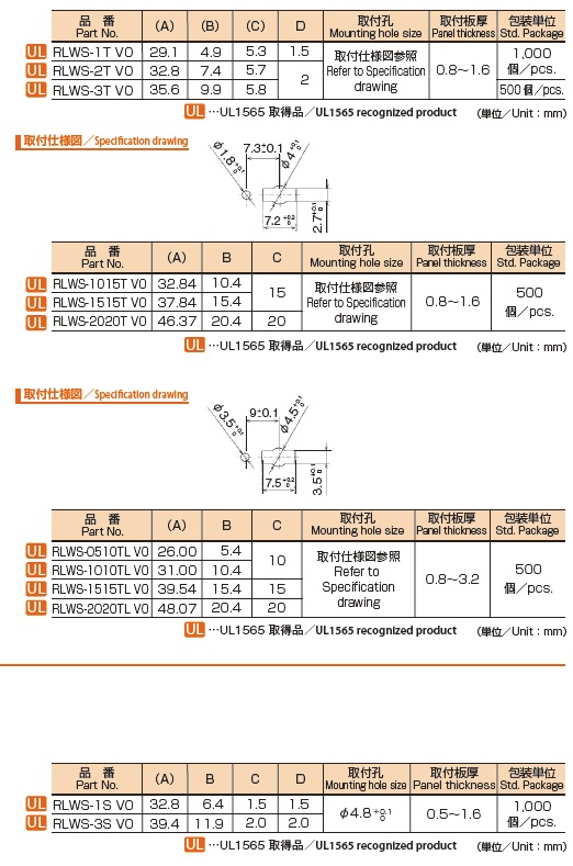 リユースクランプ RLWS-S 特性一覧